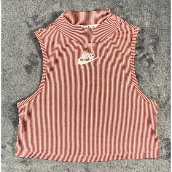 Nike Women's Sportswear Collection Essentials Mock Tank Large Red Striped XS - Picture 1 of 5